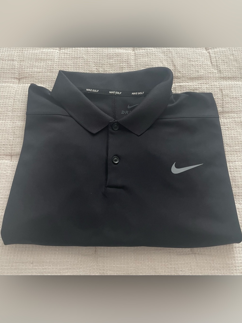Nike Dri-Fit Polo Golf Shirt Black with Gray Logo Size XL Like New